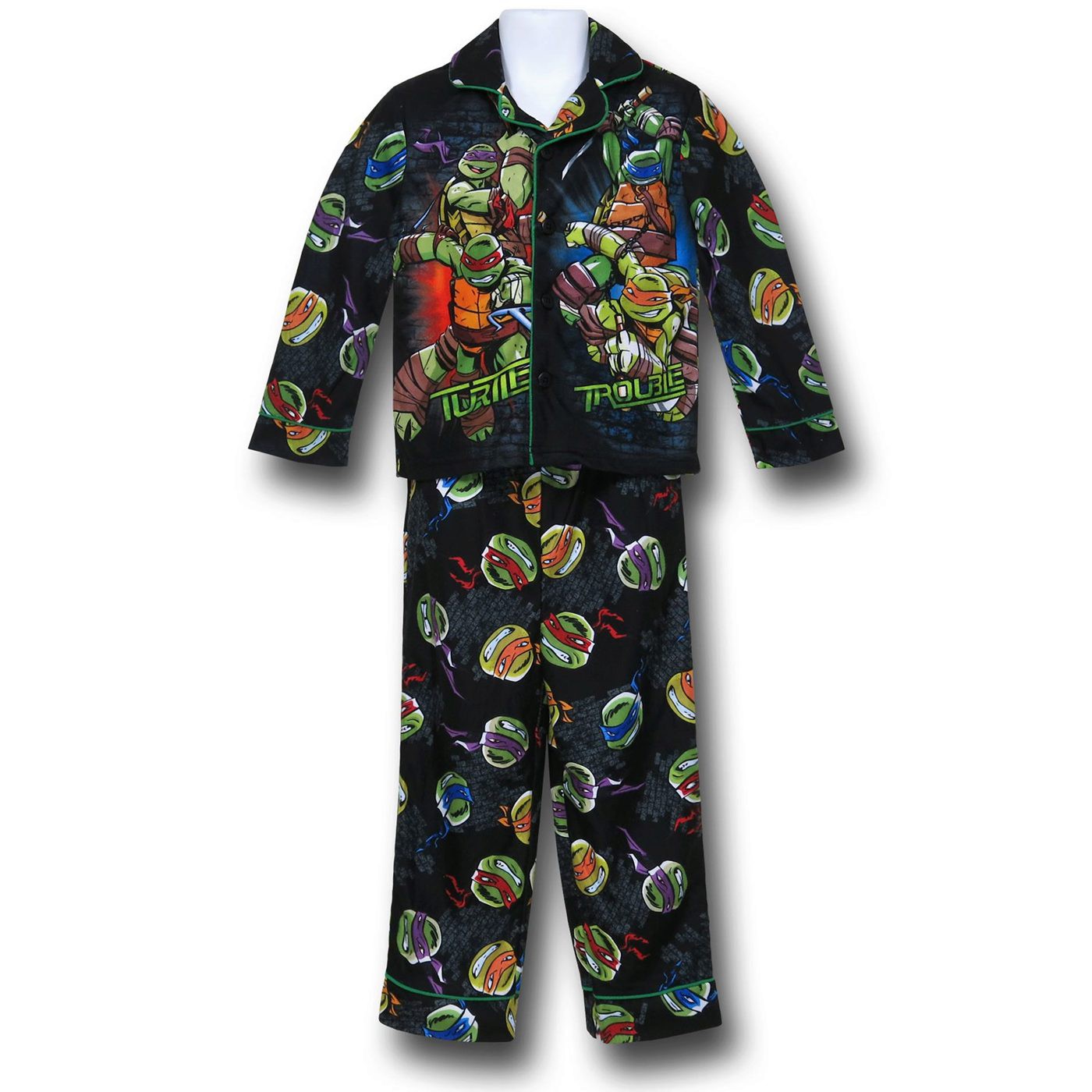 TMNT Black Button-Up Kids Pajama Set