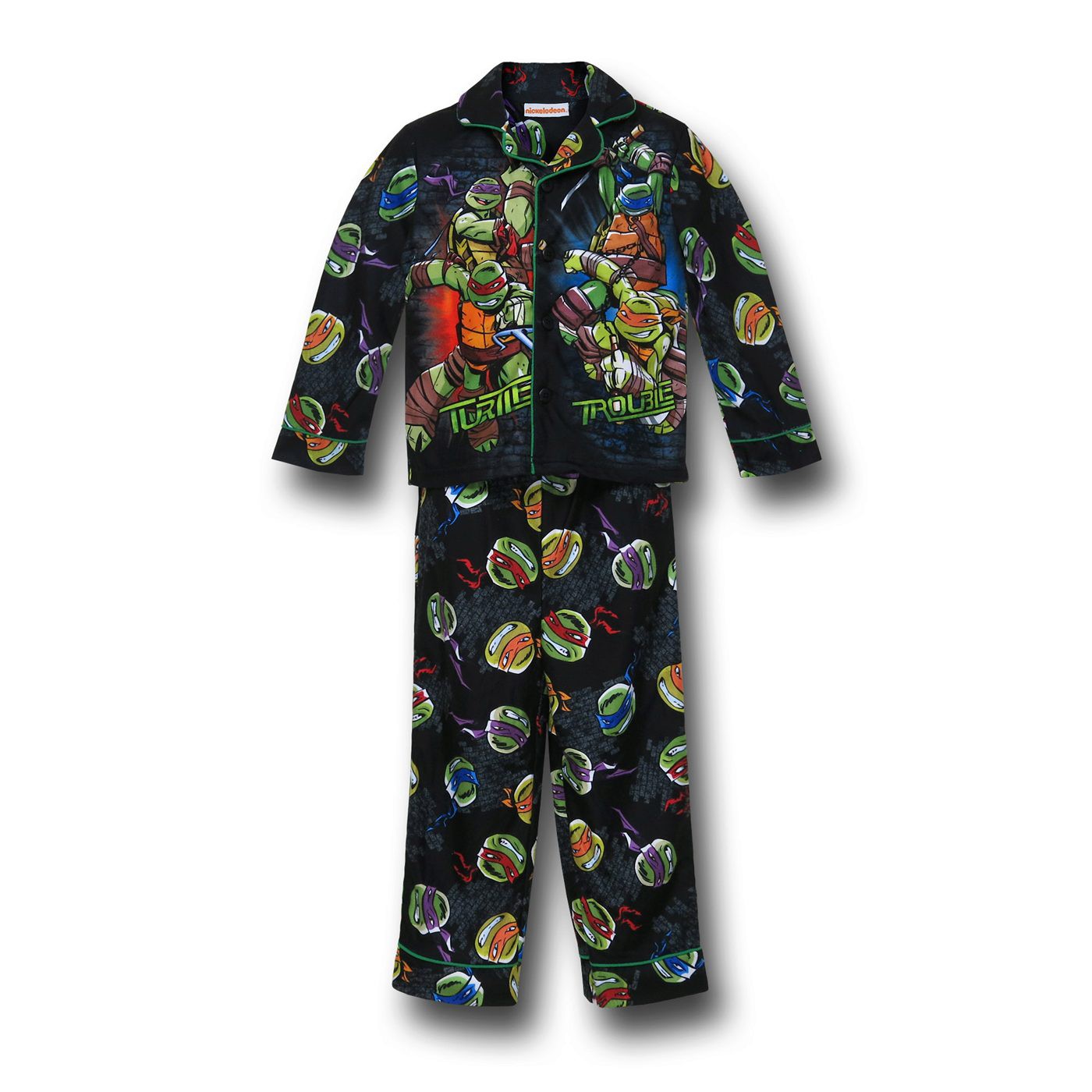 TMNT Black Button-Up Kids Pajama Set