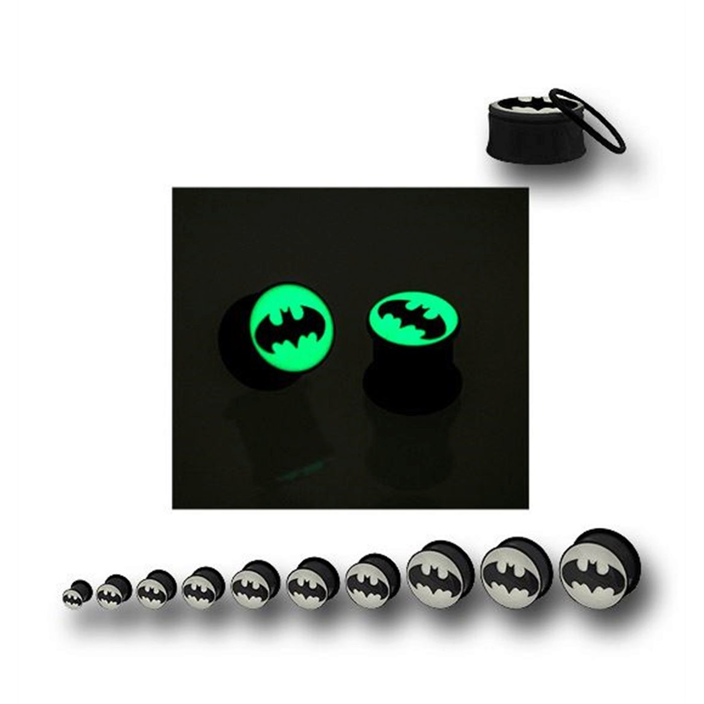 Batman Symbol Acrylic Glow in the Dark Plugs