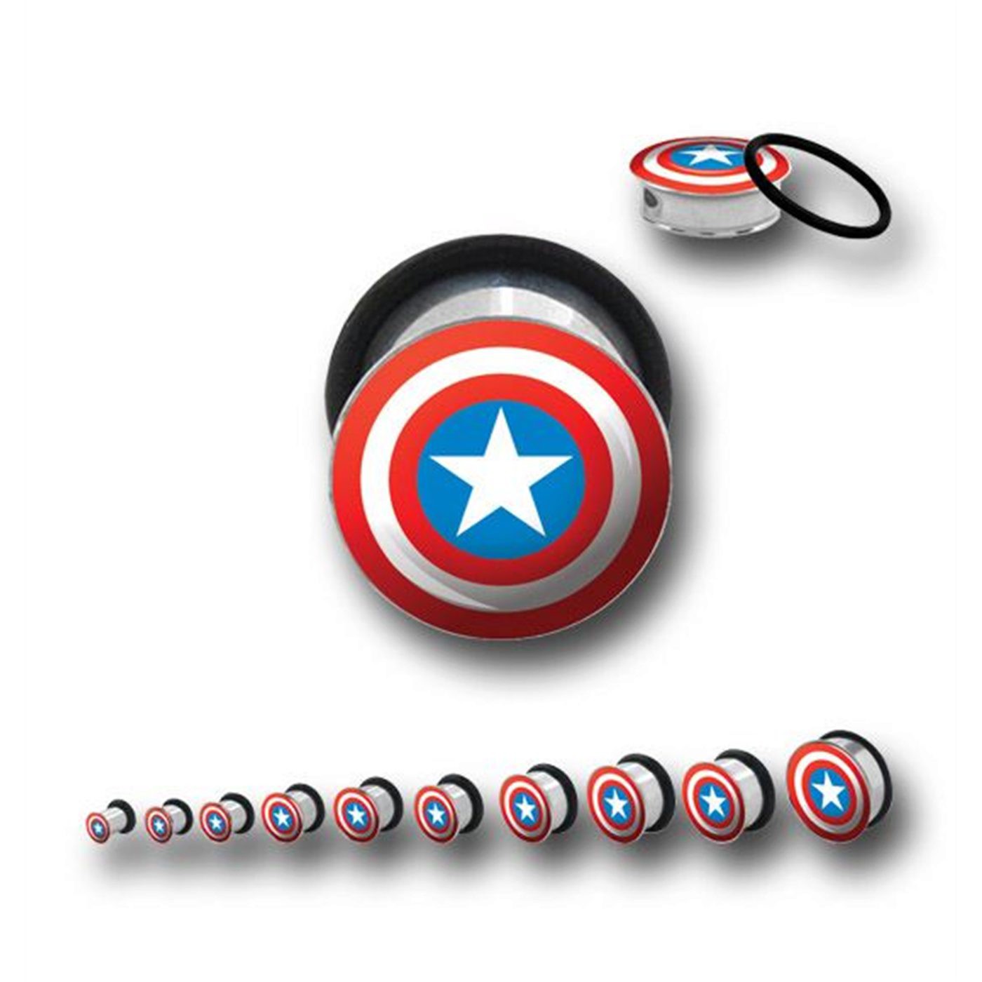 Captain America 316L Surgical Steel Plugs