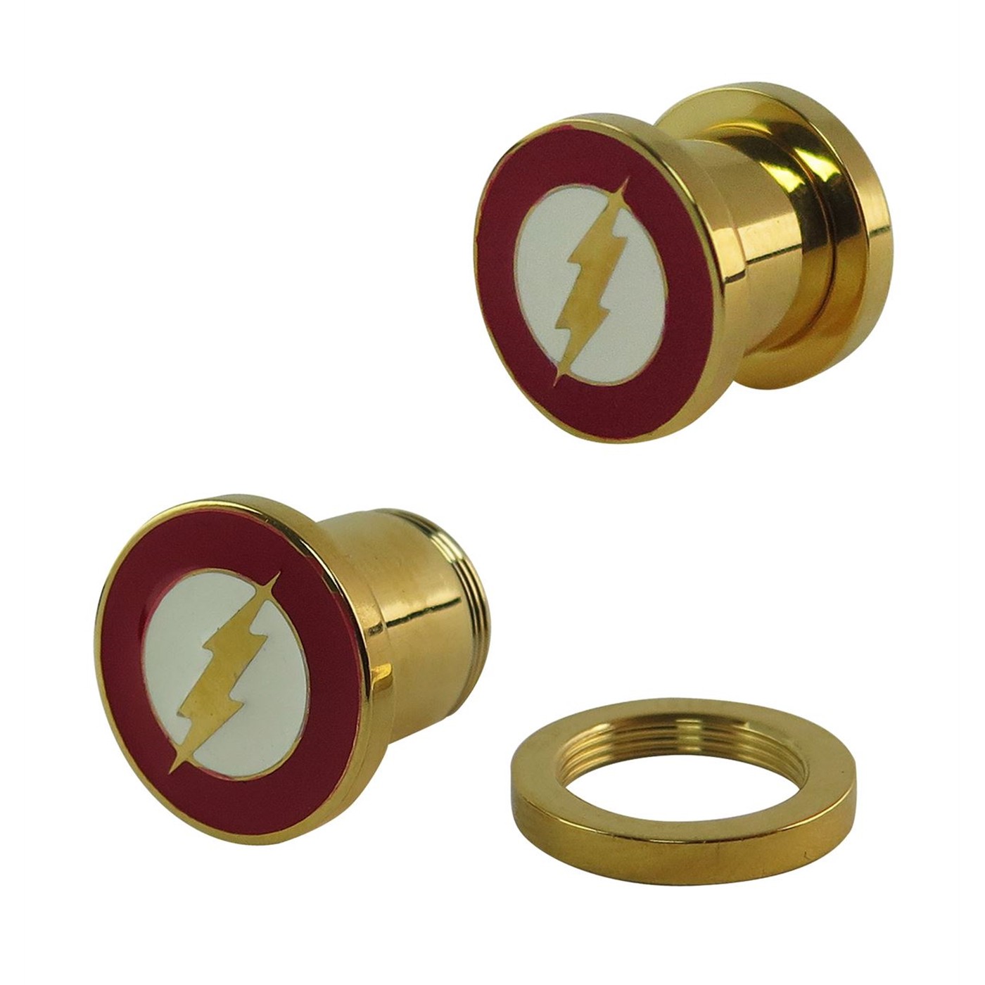 Flash Symbol Stainless Steel Gold Plated Plugs