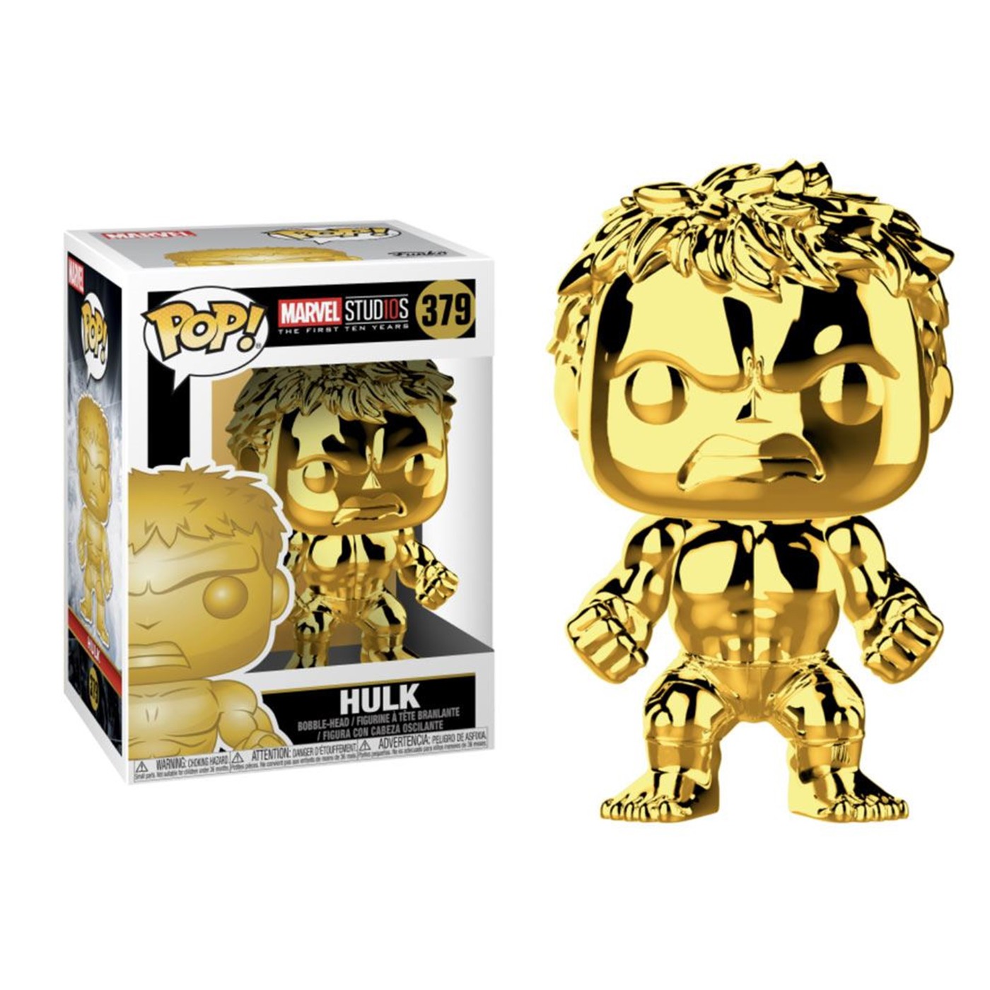 Marvel Studios 10th Anniv Hulk Funko Gold Chrome Pop Bobble Head