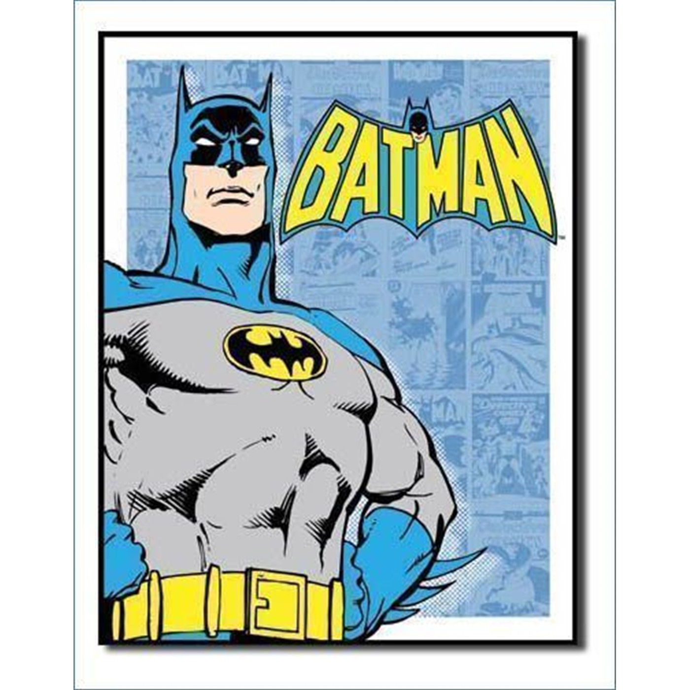 Batman Blue Retro Panels Tin Poster