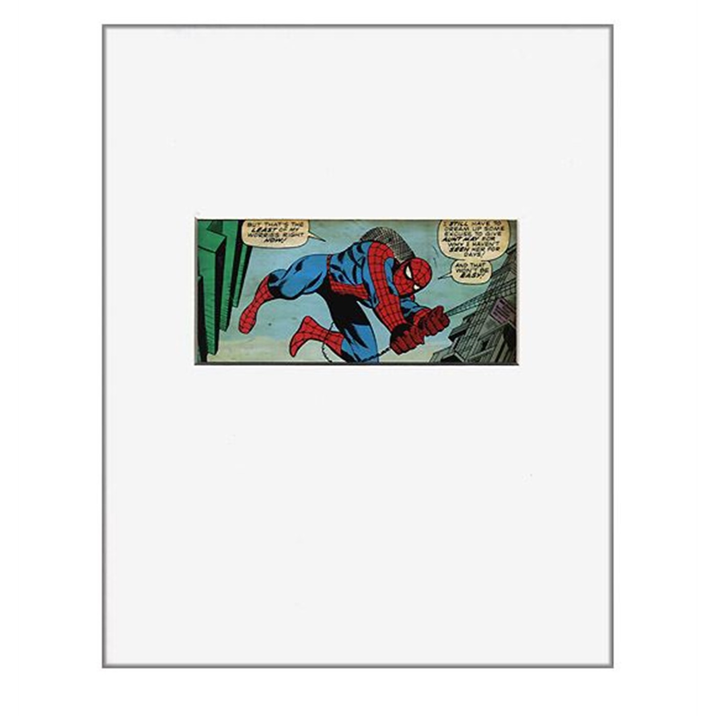 Spiderman Worries Comic Panel Matted Print