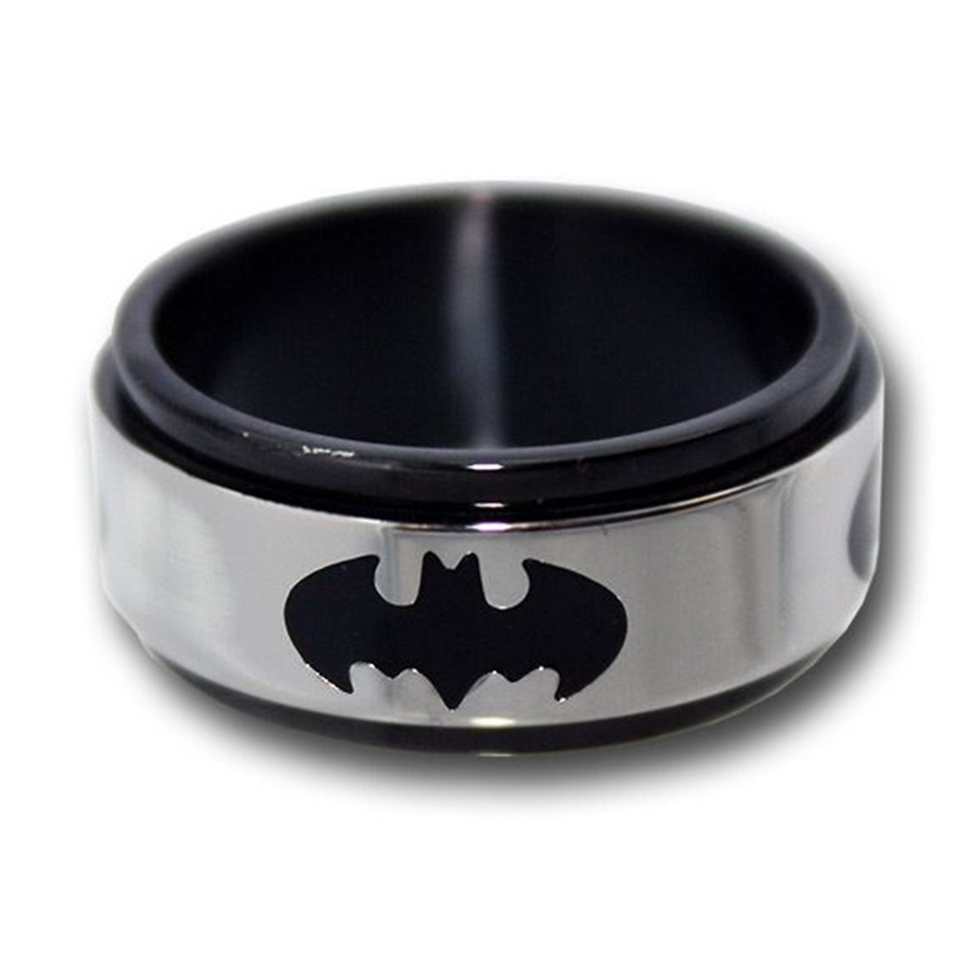 Batman Symbol Silver Spinner Ring
