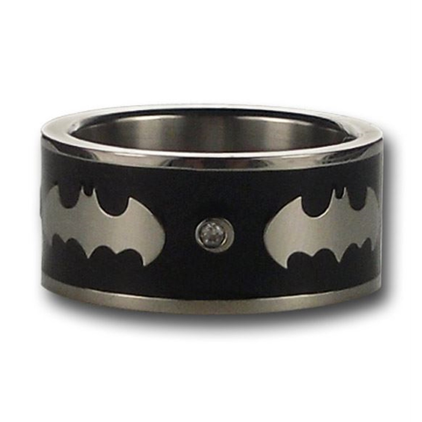 Batman Symbol Black Stud Ring