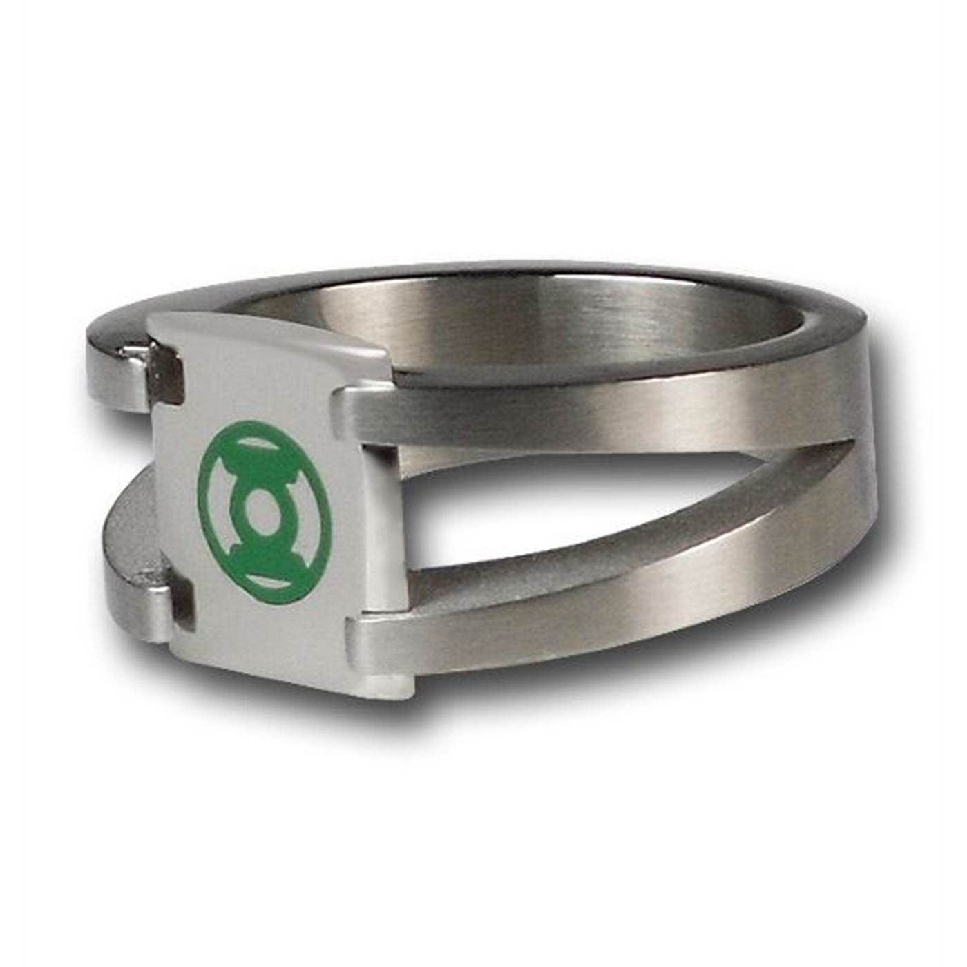 Green Lantern Symbol Split Band Stainless Steel Ring