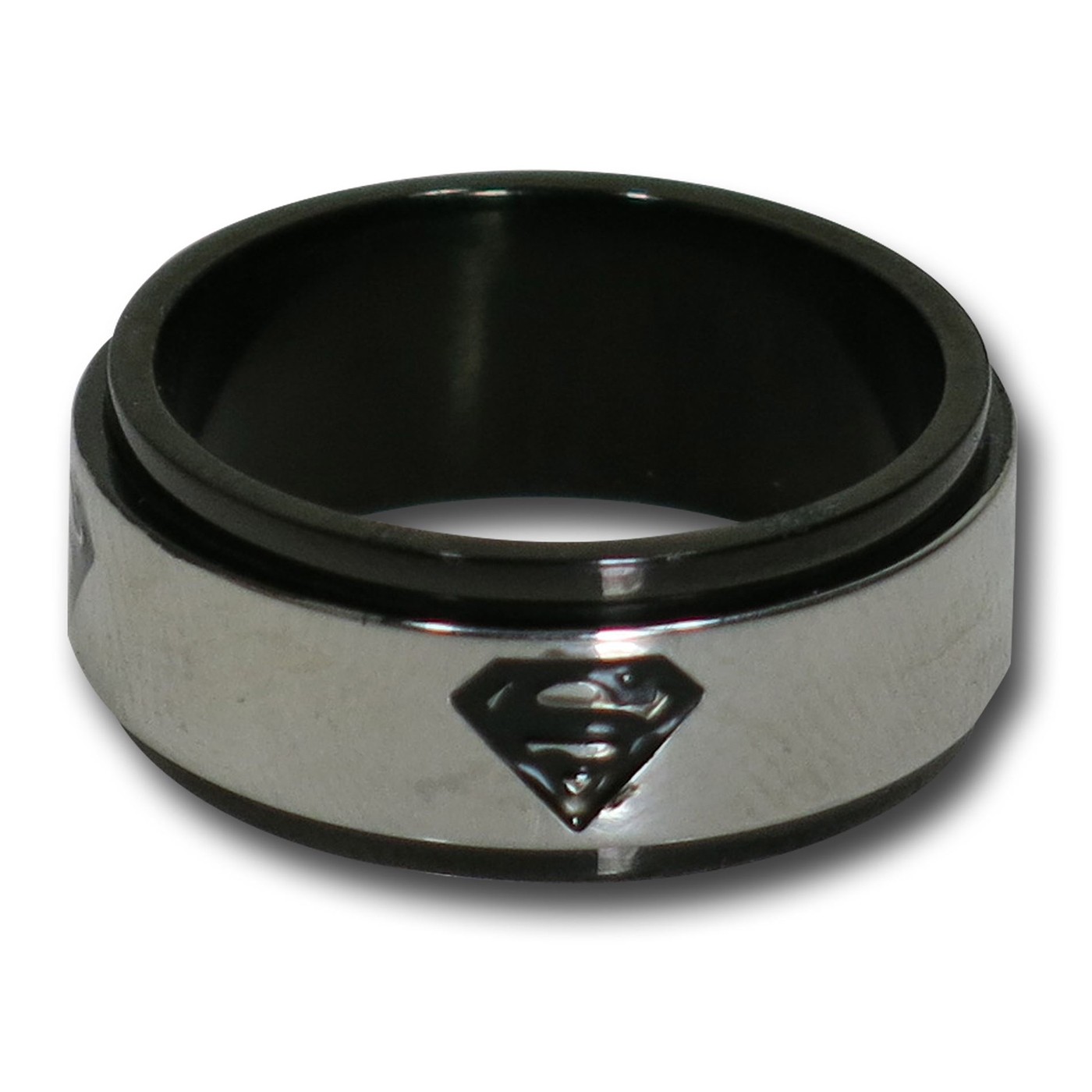 Superman Silver Spinner Black Ring