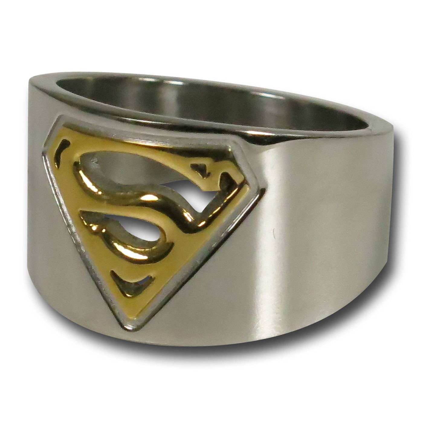 Superman Gold Symbol Silver Ring