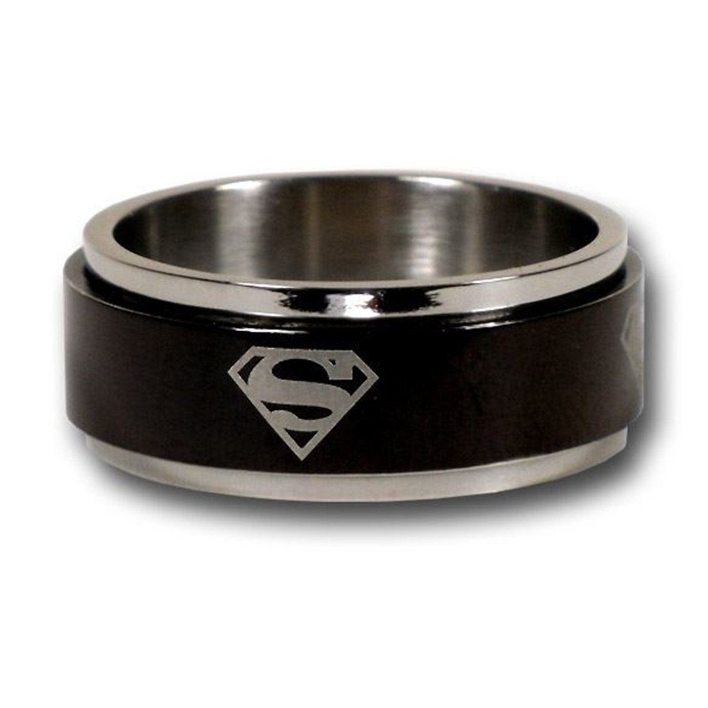 Superman Symbol Black Spinner Ring