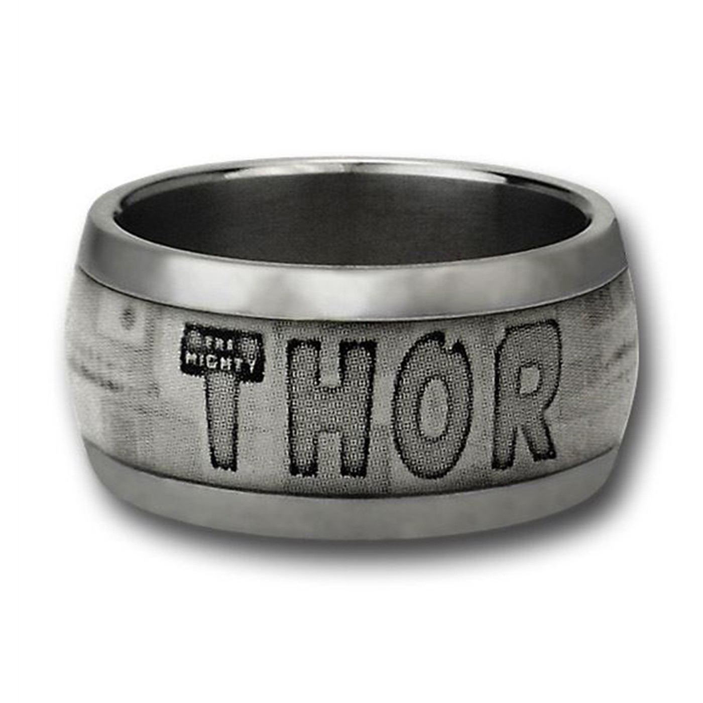 Thor White and Grey Logo Ring