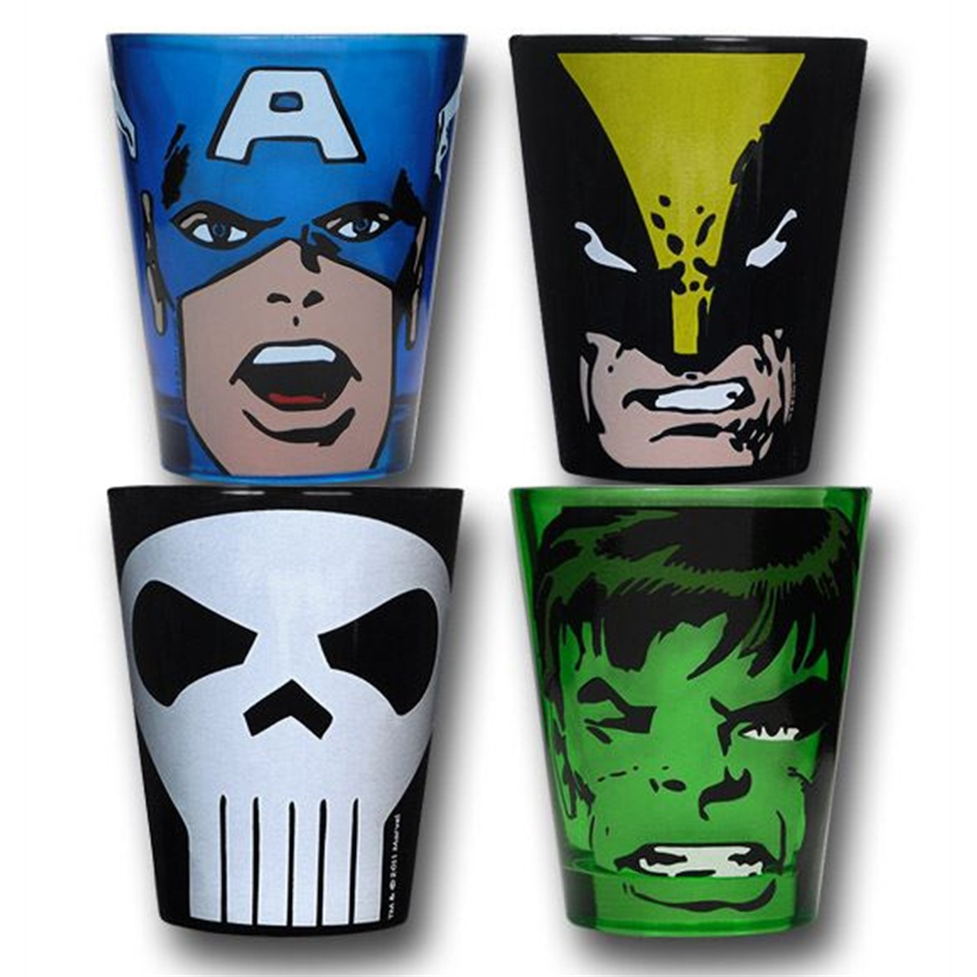 Marvel Set of Four Colored Shot Glasses