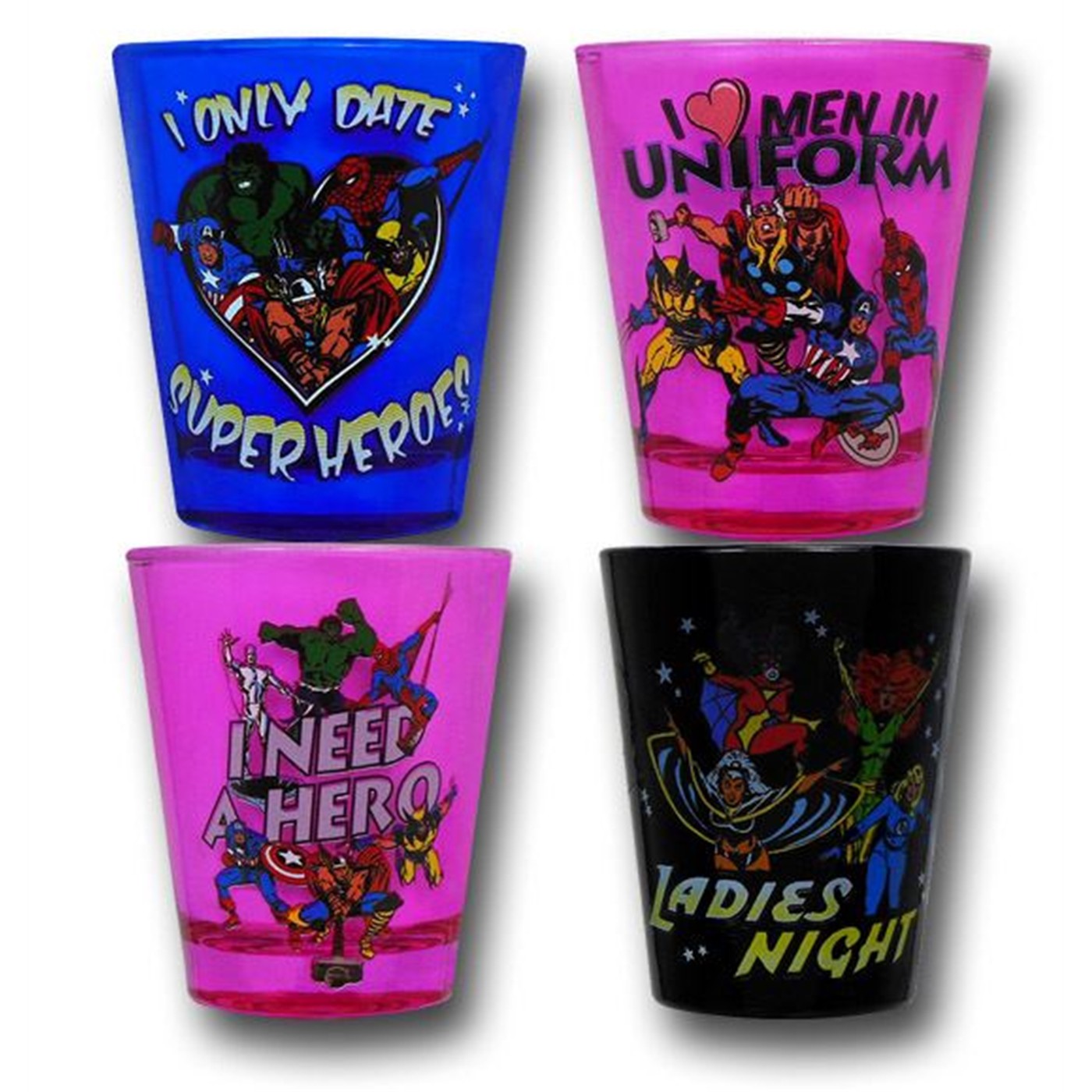 Marvel Ladies Colored Shot Glass Set
