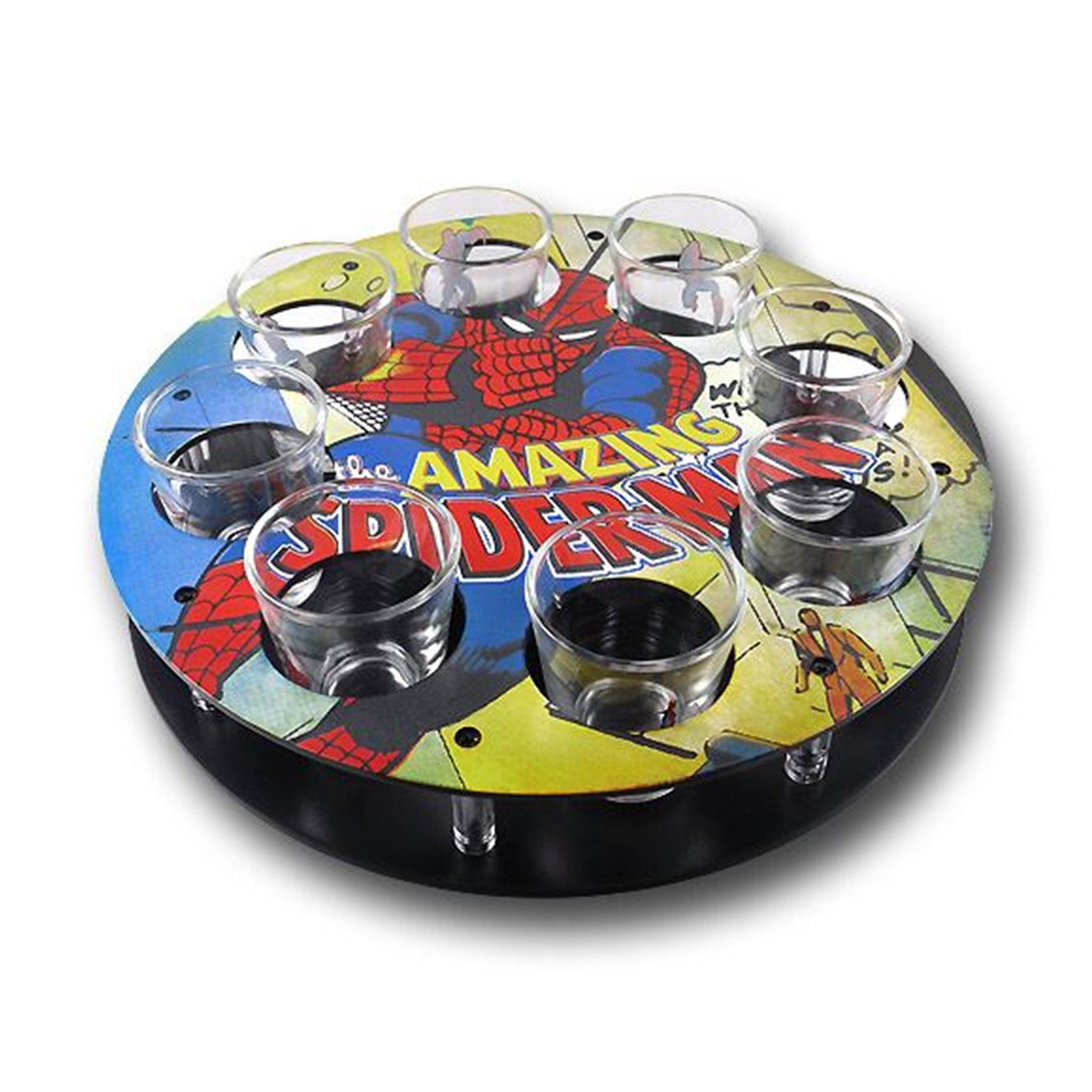Spiderman Shot Glass Set with Caddy