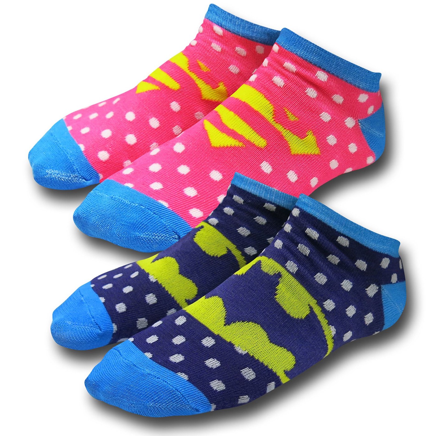 Batman and Superman Dotted Women's Ankle Socks 2-Pack