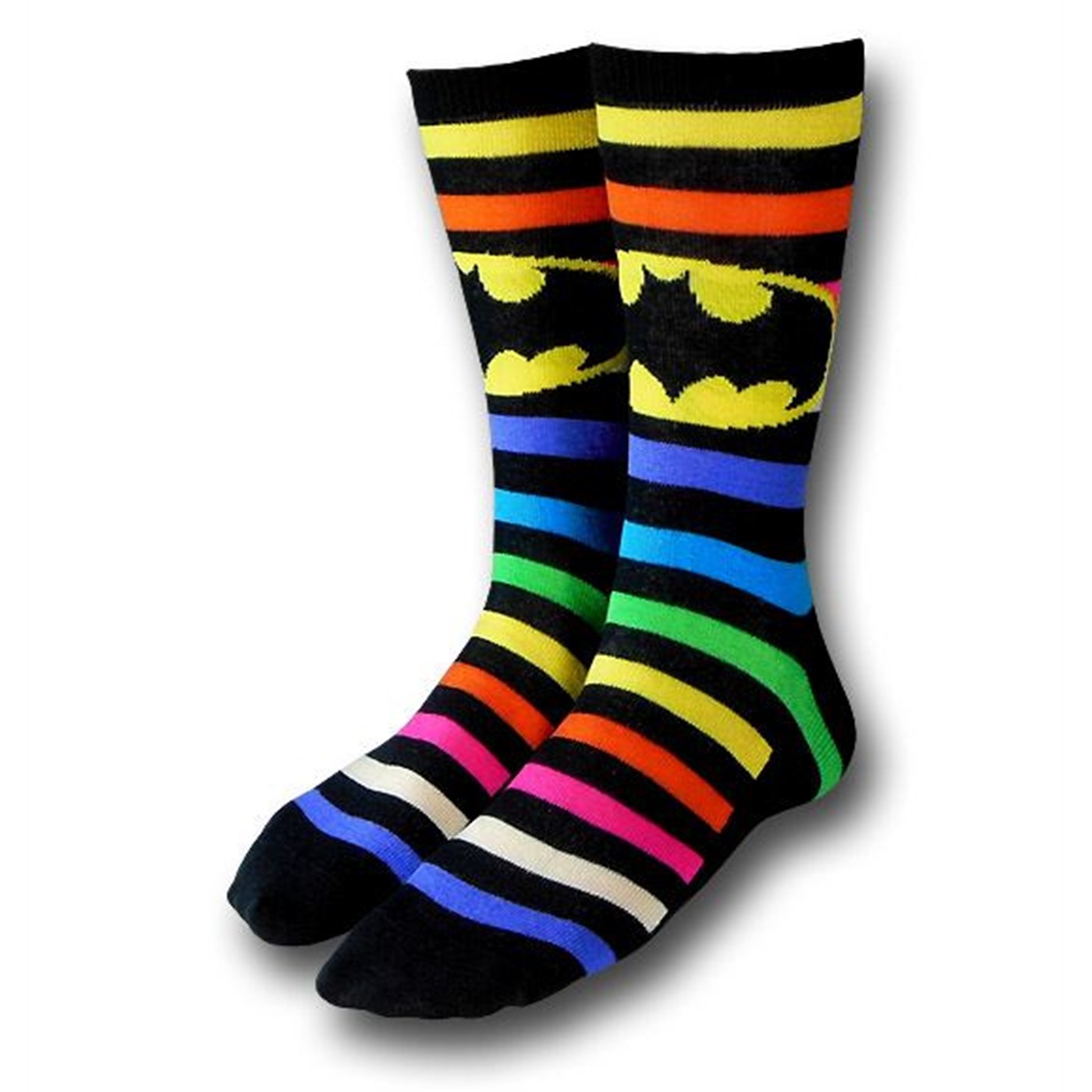 Batman and Superman Neon Striped Socks 2-Pack