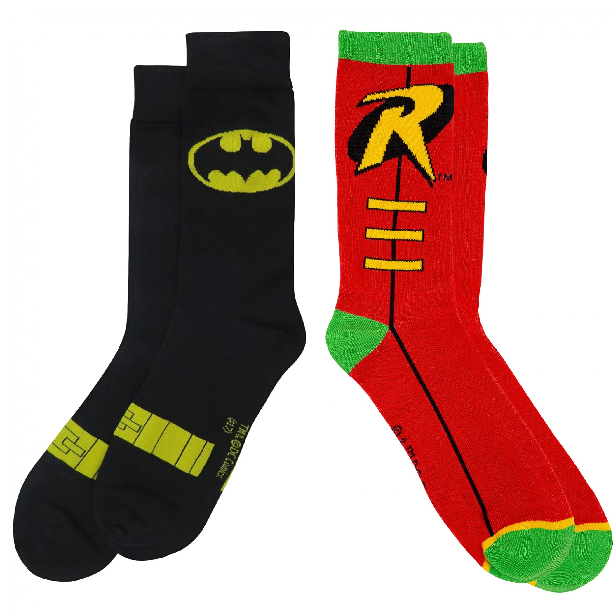 Batman and Robin Costume Symbol Crew Socks 2-Pair Pack