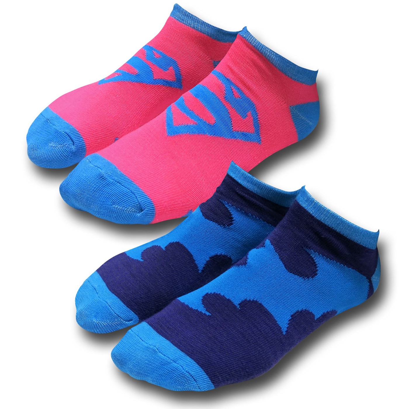 Batman and Superman Pink and Purple Women's Ankle Socks 2-Pack