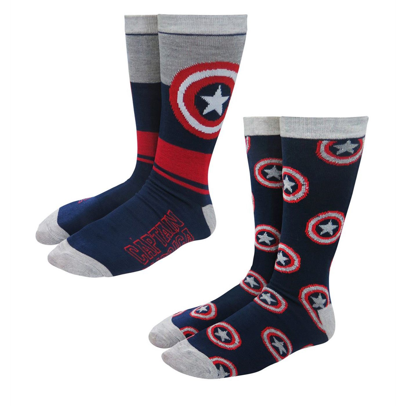 Captain America Multiple Shields Crew Socks 2-Pack
