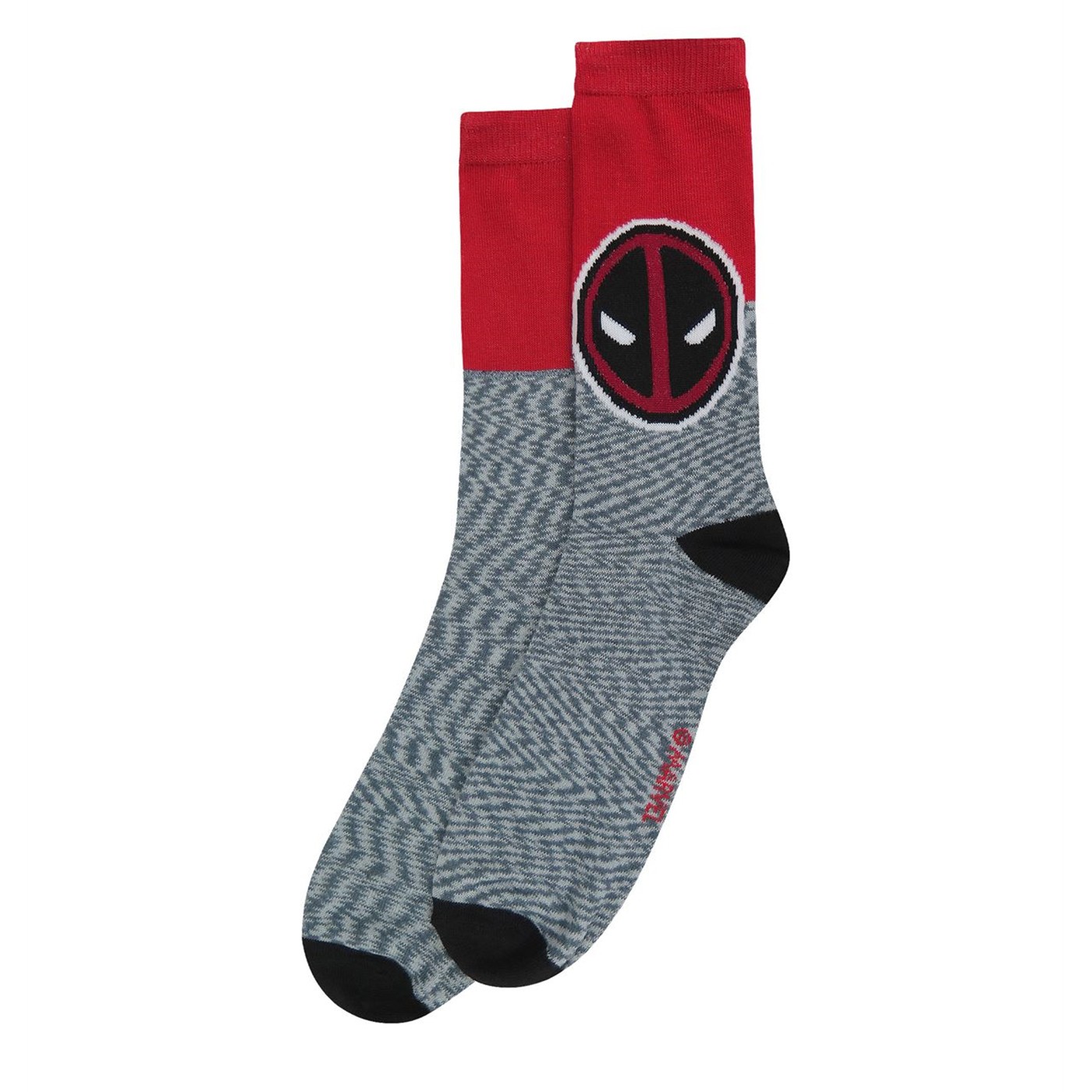 Deadpool Symbol on Two-Tone Crew Socks