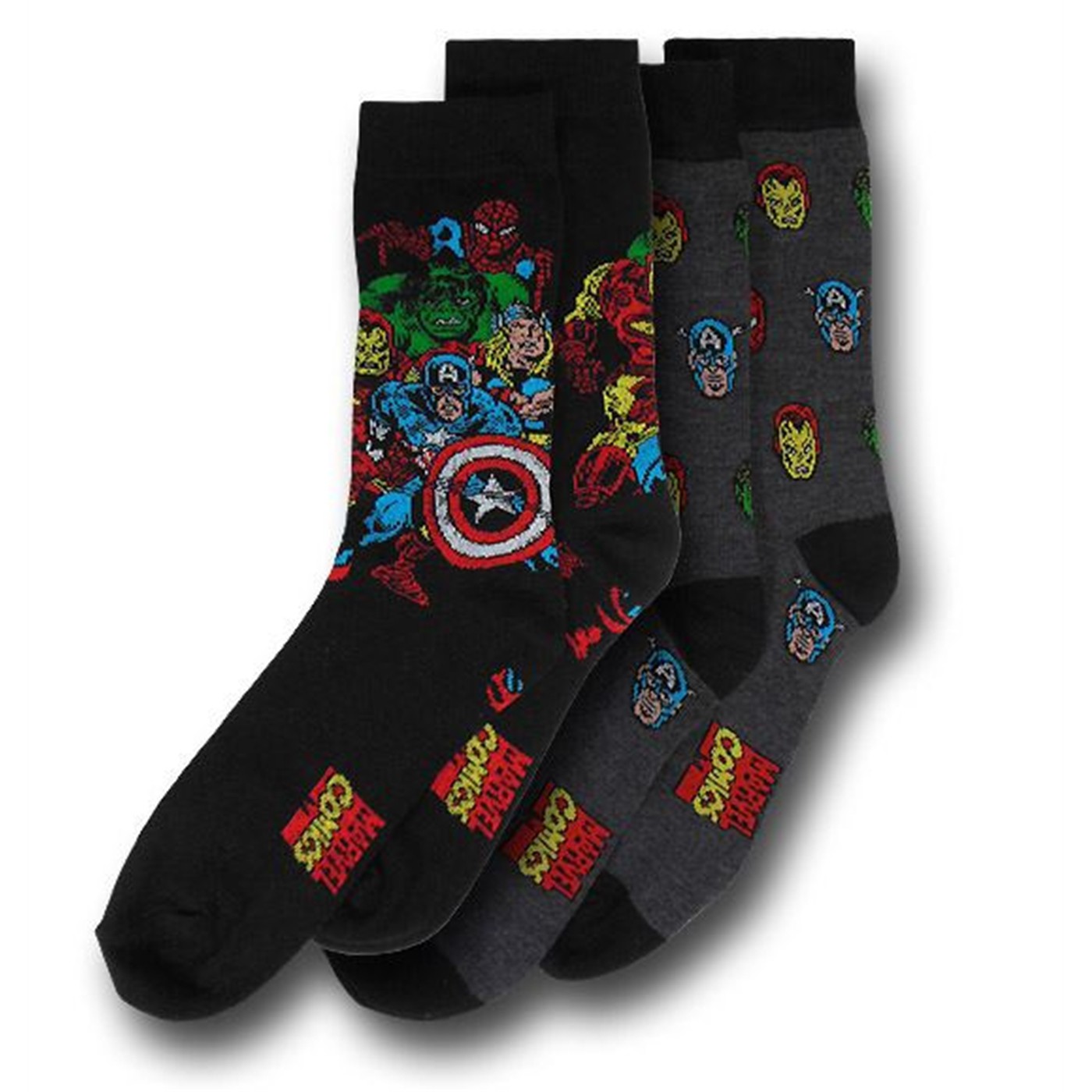 Marvel Heroes Collage and Mini Heads Socks 2-Pack