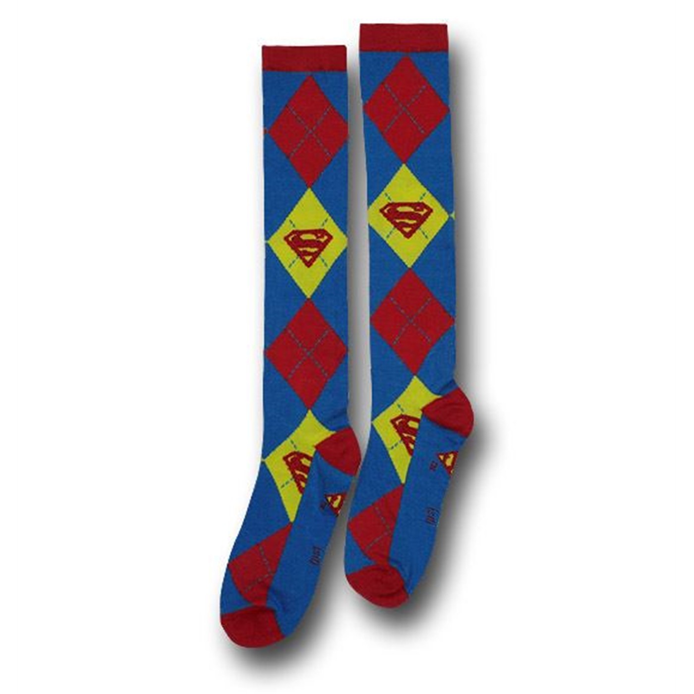 Superman Socks Argyle Jr Womens Knee-Highs