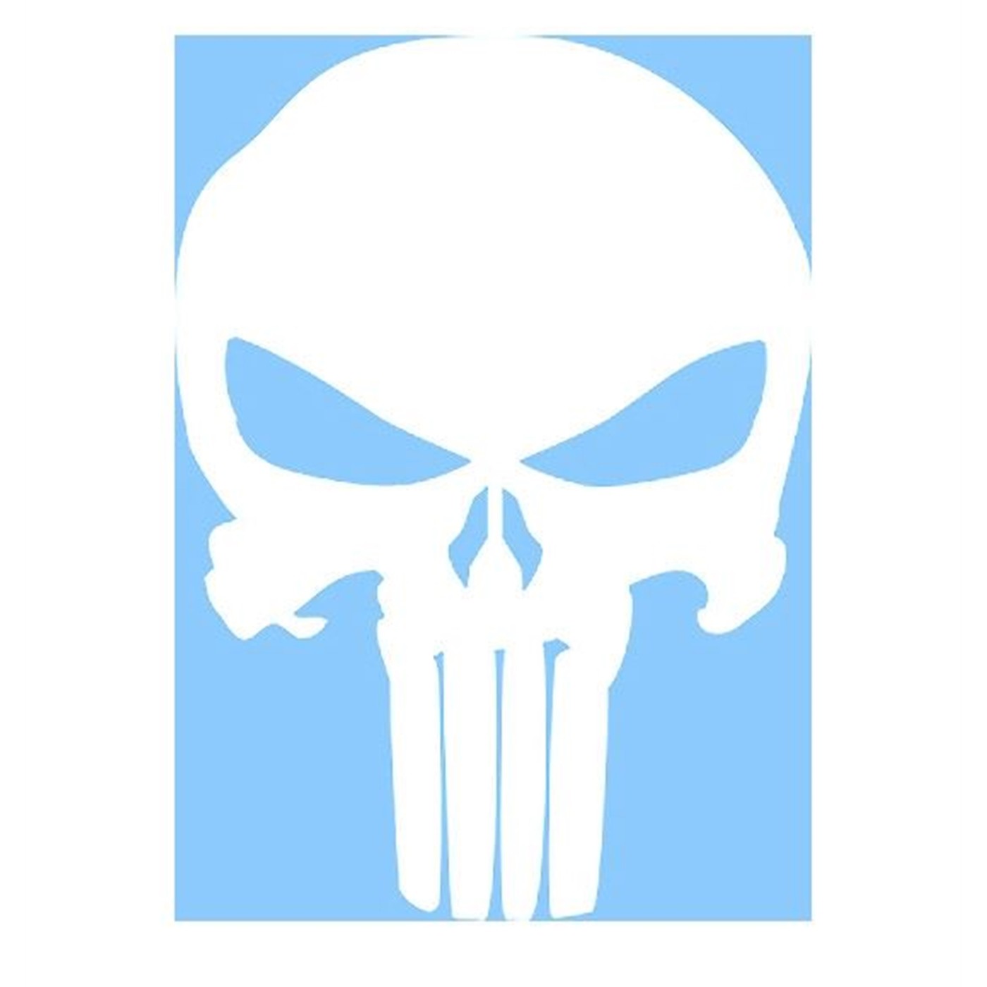 Punisher 10 inch White Skull Sticker