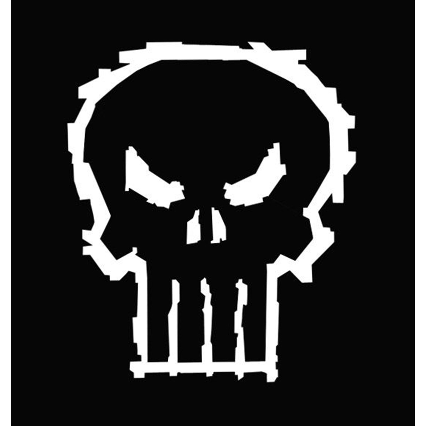 Punisher 4 Inch White Oultine Distressed Rub On Sticker