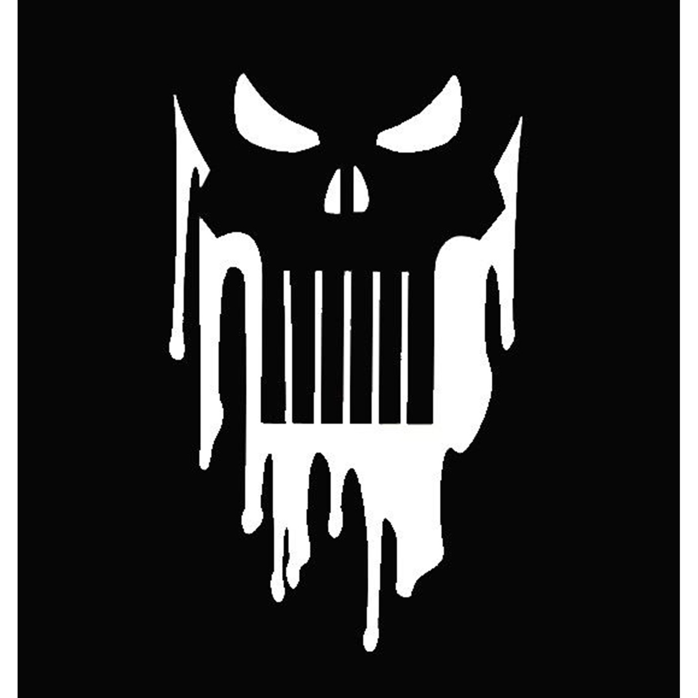 Punisher 4 Inch White Drip Skull Rub On Sticker