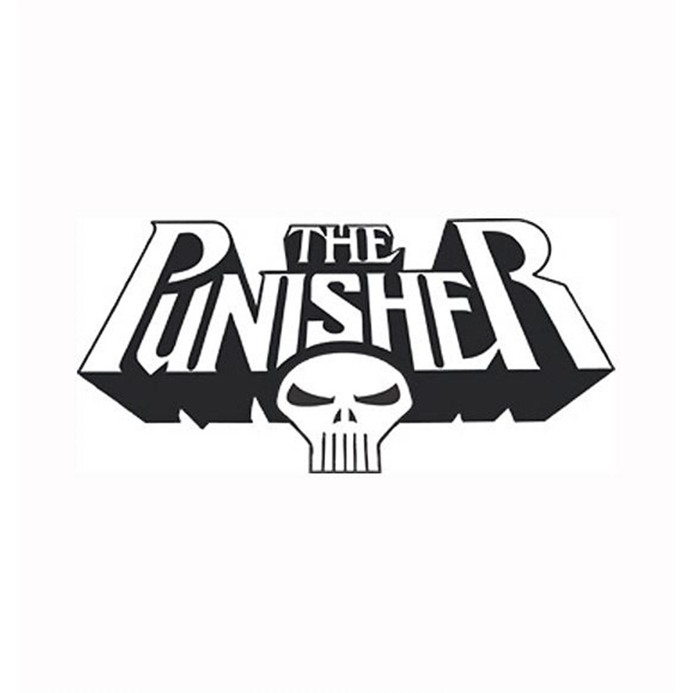 Punisher Black Logo and Skull Rub On Sticker
