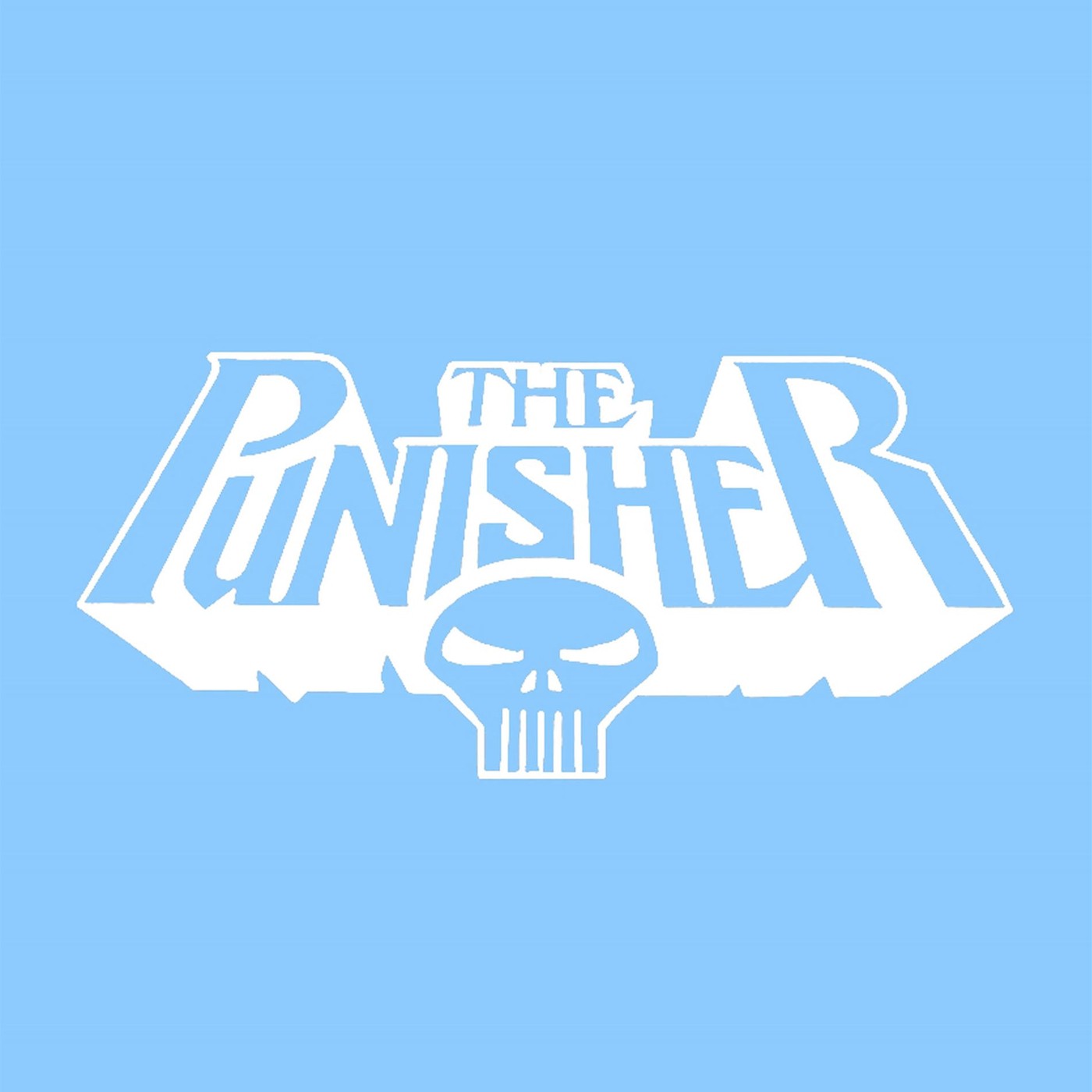 Punisher White Logo and Skull Rub On Sticker