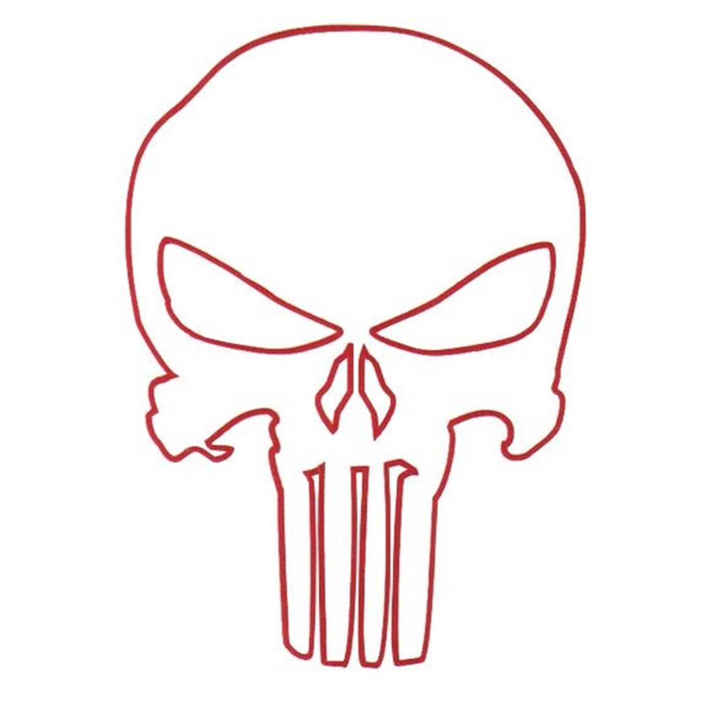 Punisher 4.5 Inch Red Skull Outline Sticker