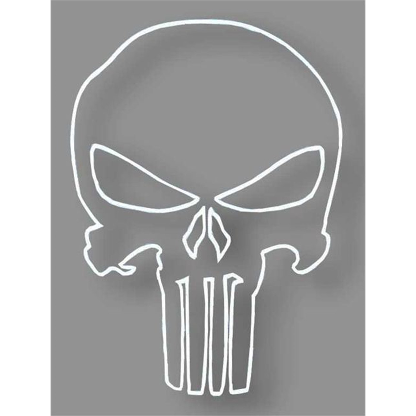Punisher Sticker 4.5&quot; White Skull Outline