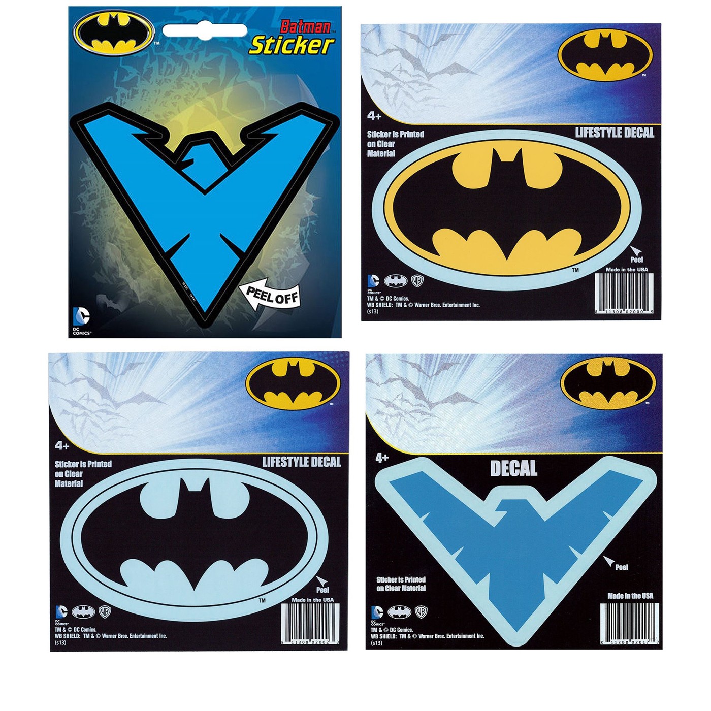 Batman & Nightwing Symbols Sticker 4 Pack