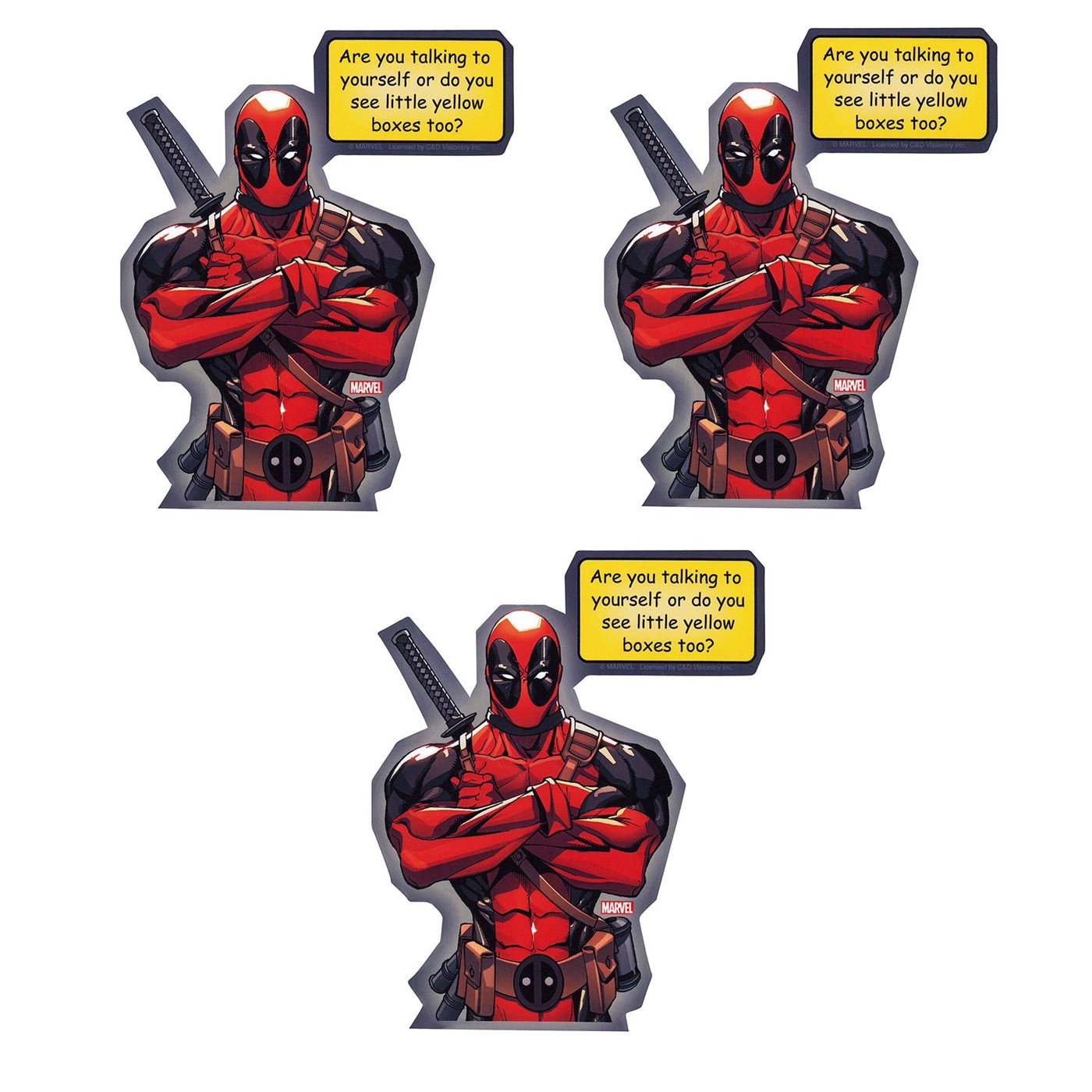Deadpool Yellow Box Sticker 3 Pack