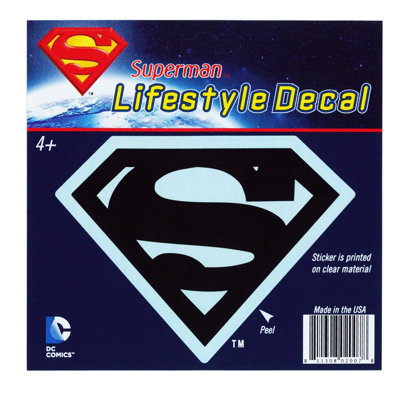 Superman Black Symbol on Clear Lifestyle Decal