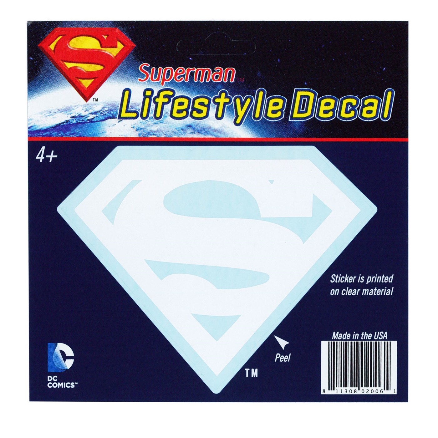 Superman White Symbol on Clear Lifestyle Decal