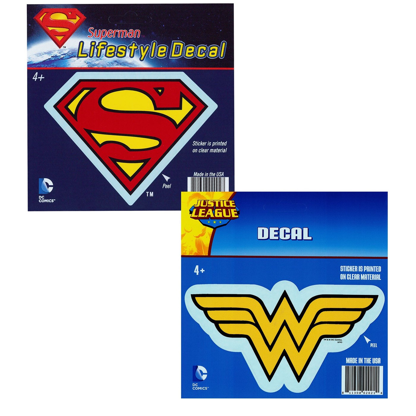 Superman & Wonder Woman Sticker 2 Pack