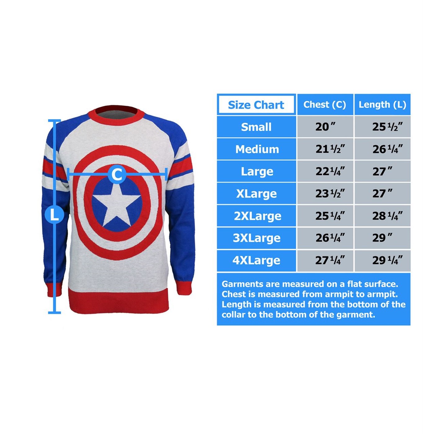 Captain America Shield Intarsia Men's Sweater