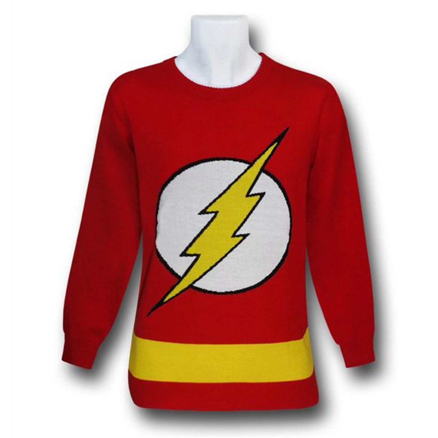 Flash Symbol Red Sweater w/Yellow Stripe