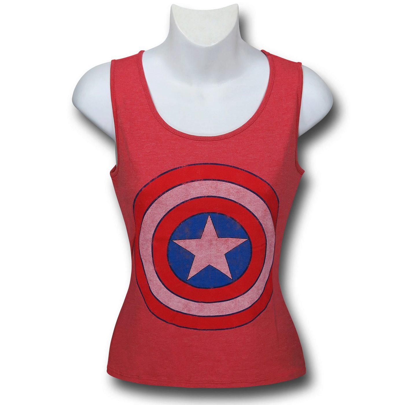 Captain America Shield Women's Red Fitted Tank Top