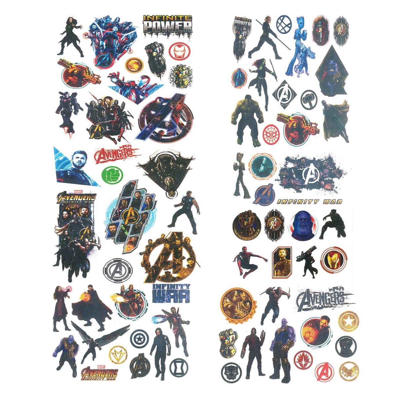 Avengers Infinity War Tattoo Set