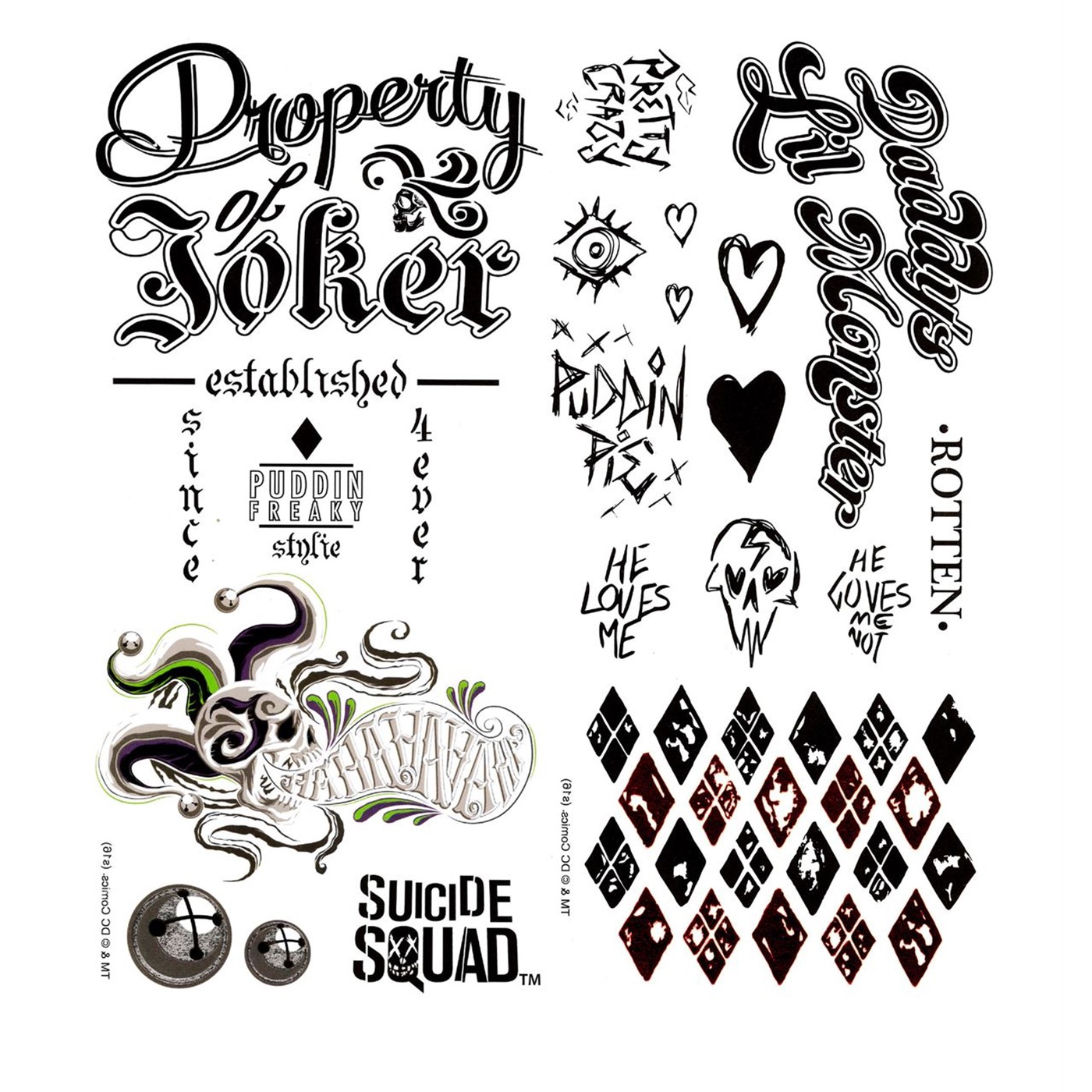 Suicide Squad Temporary Tattoo Pack