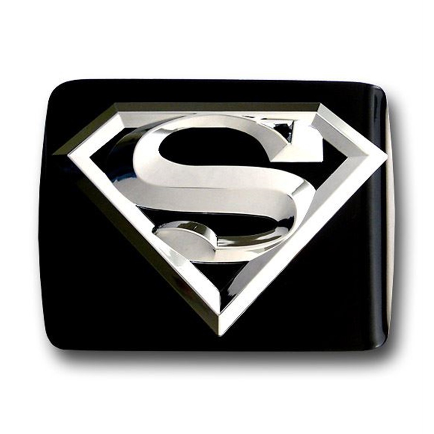 Superman 3D Chrome on Black Metal Trailer Hitch Plug