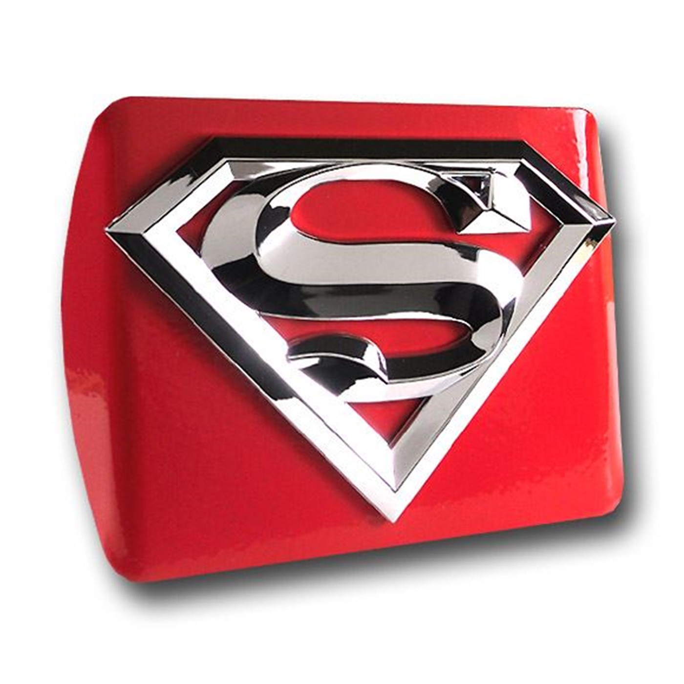 Superman 3D Chrome on Red Metal Trailer Hitch