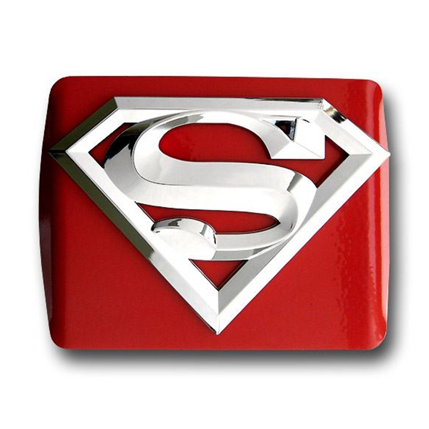Superman 3D Chrome on Red Metal Trailer Hitch