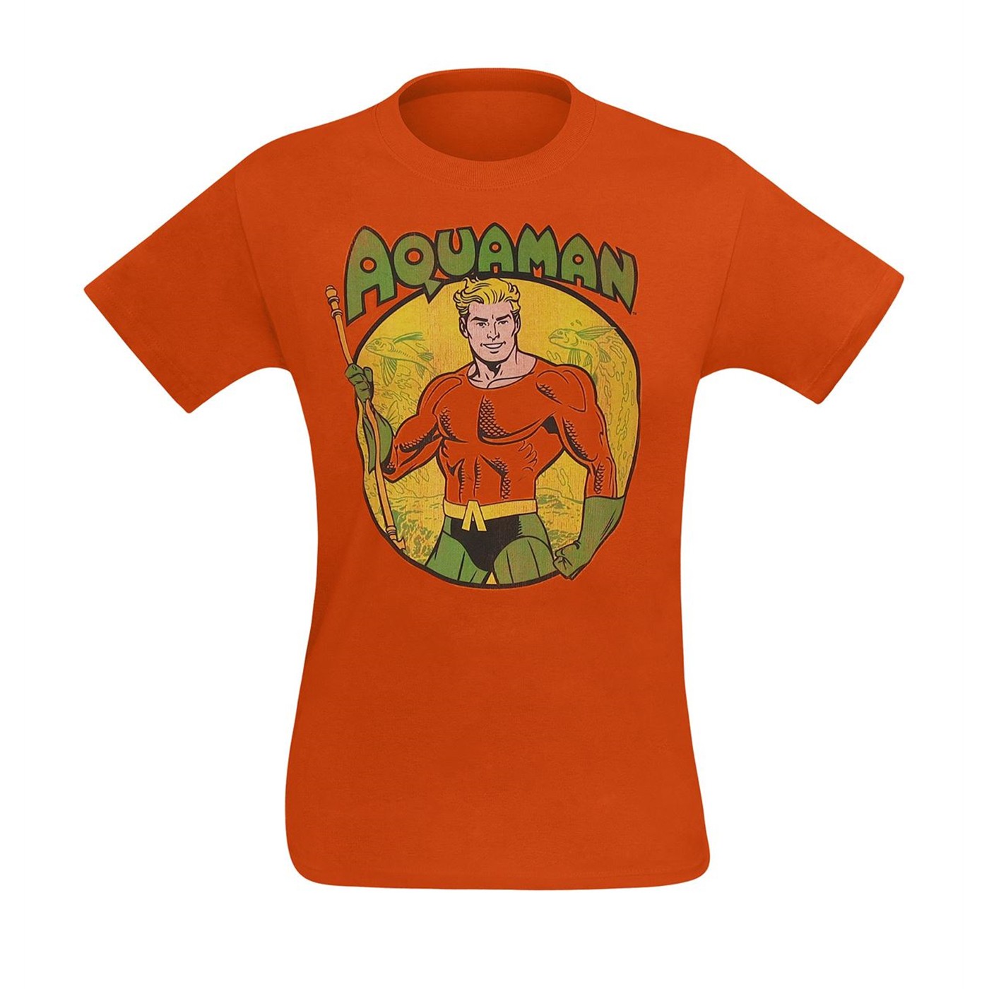 Aquaman Trident Bearing Circle Orange T-Shirt