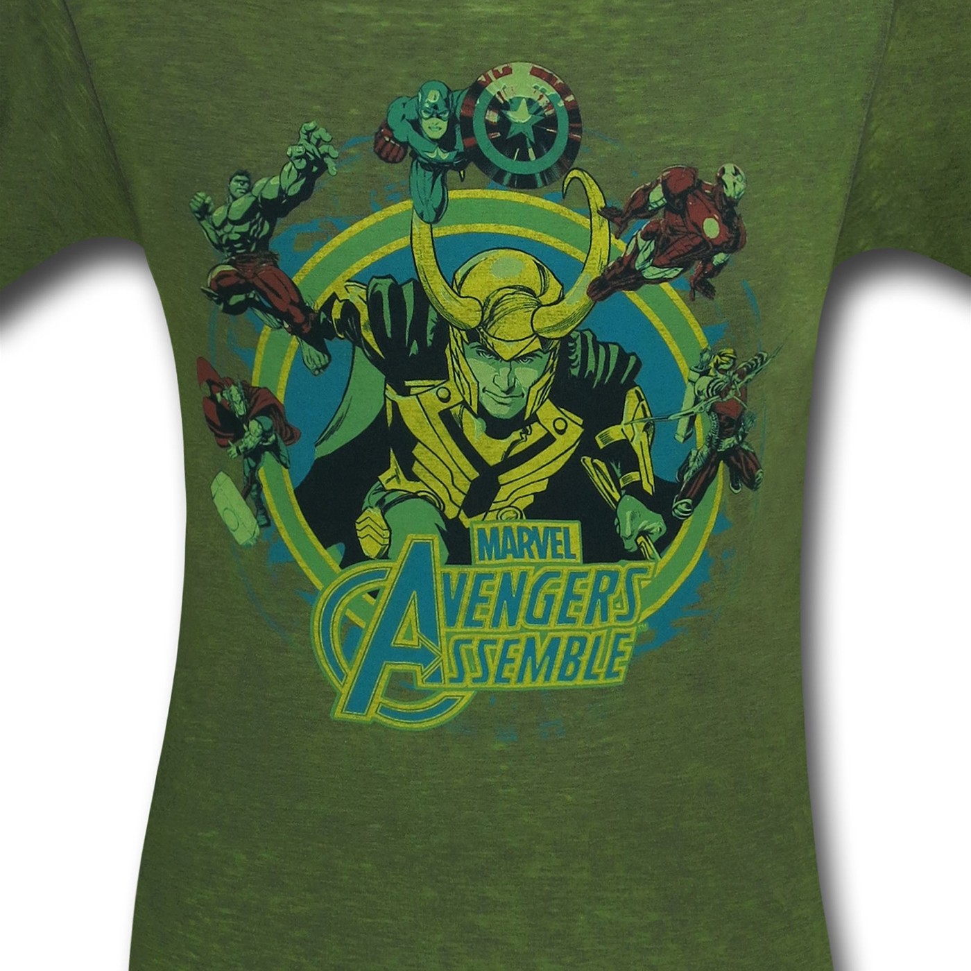 Avengers Around Loki Green Burnout T-Shirt