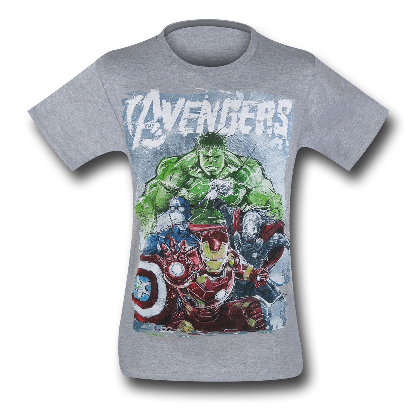 Avengers Group on Grey T-Shirt