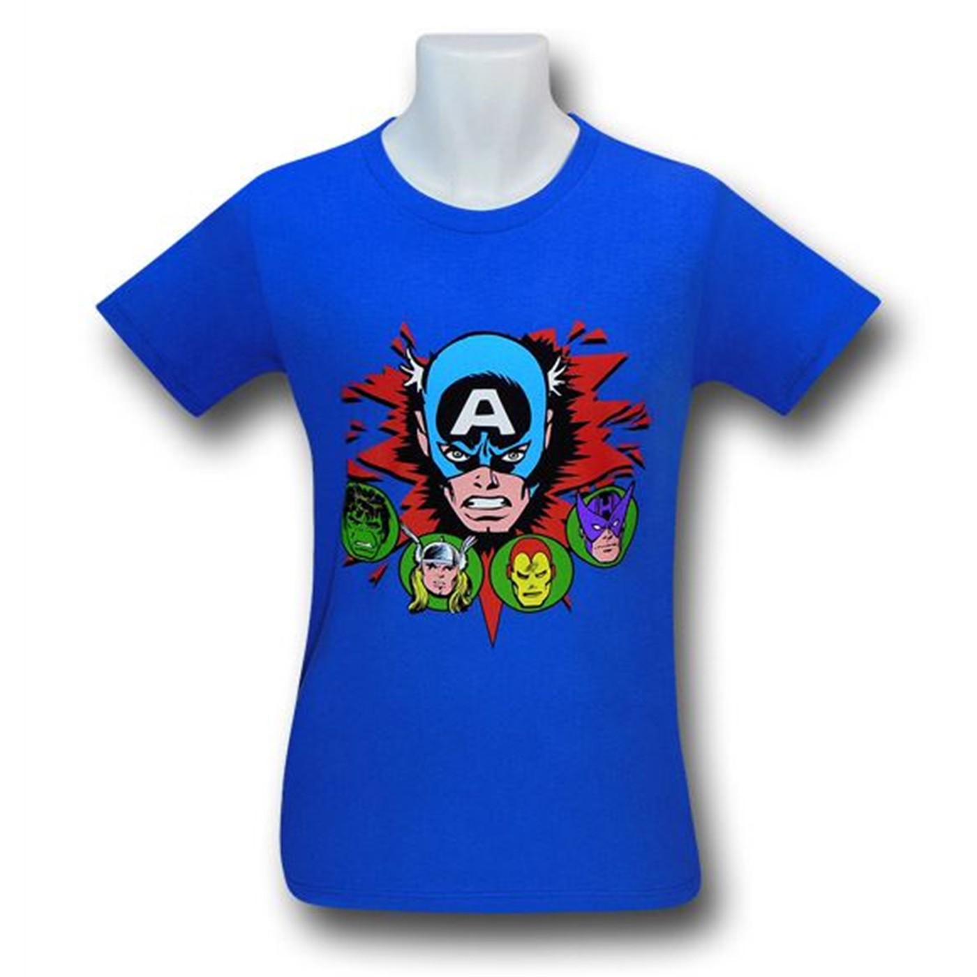 Avengers Heads 30 Single Royal Blue T-Shirt